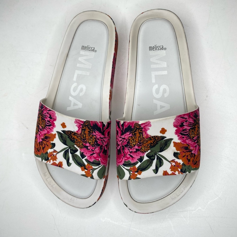 Melissa Shoes The Melissa Beach Slide III in Pink Floral Size 10